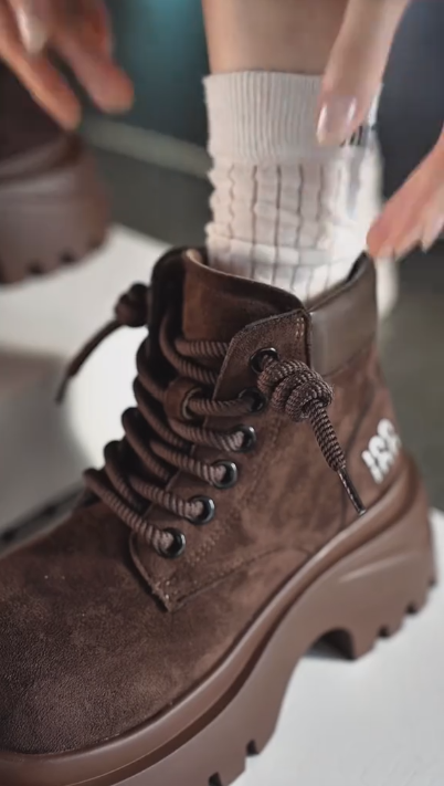 High-top suede ankle boots