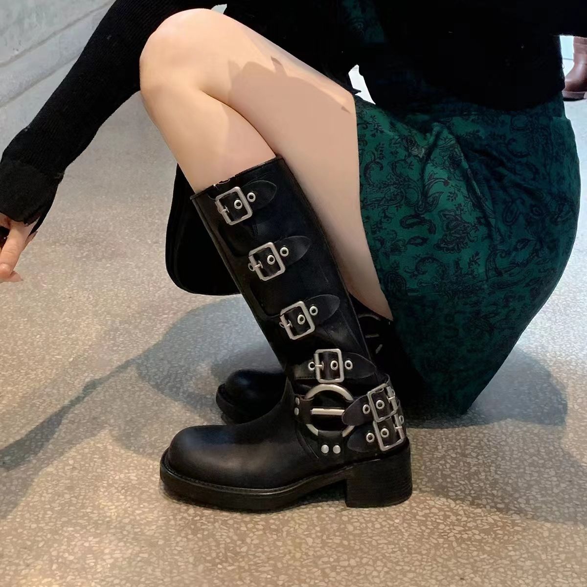 Women's genuine leather knight boots