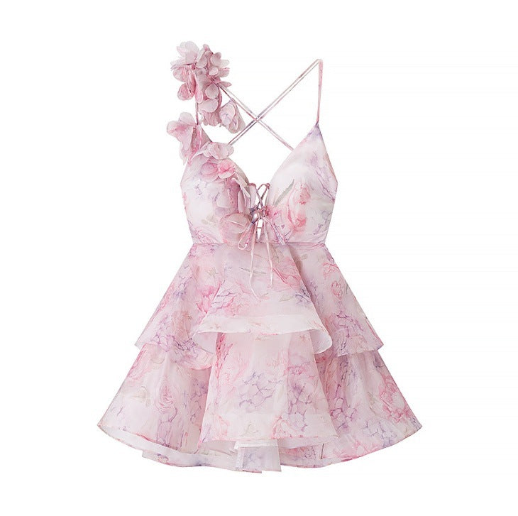 Fashionable waist-length suspender dress