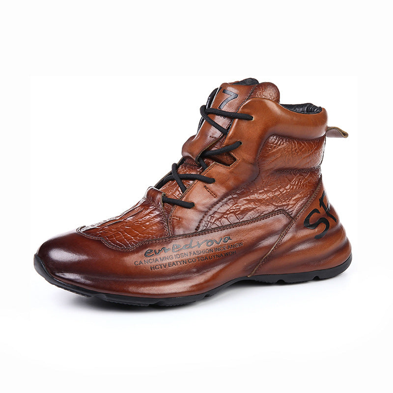 High-top leather boots