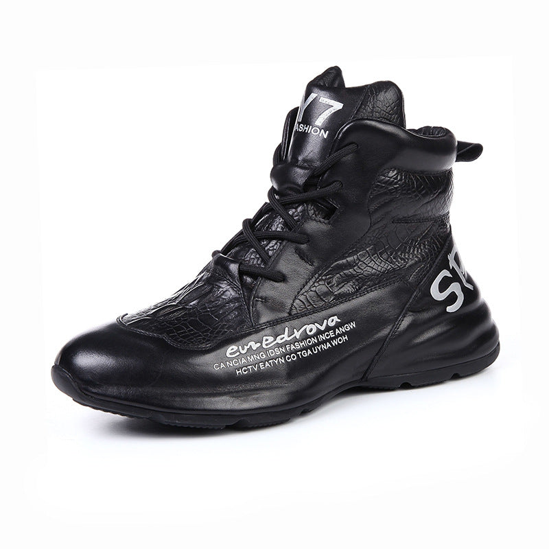 High-top leather boots