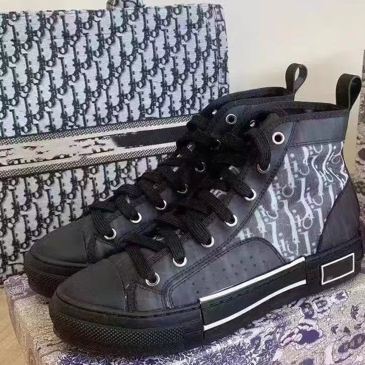Leather patchwork high-top sneakers