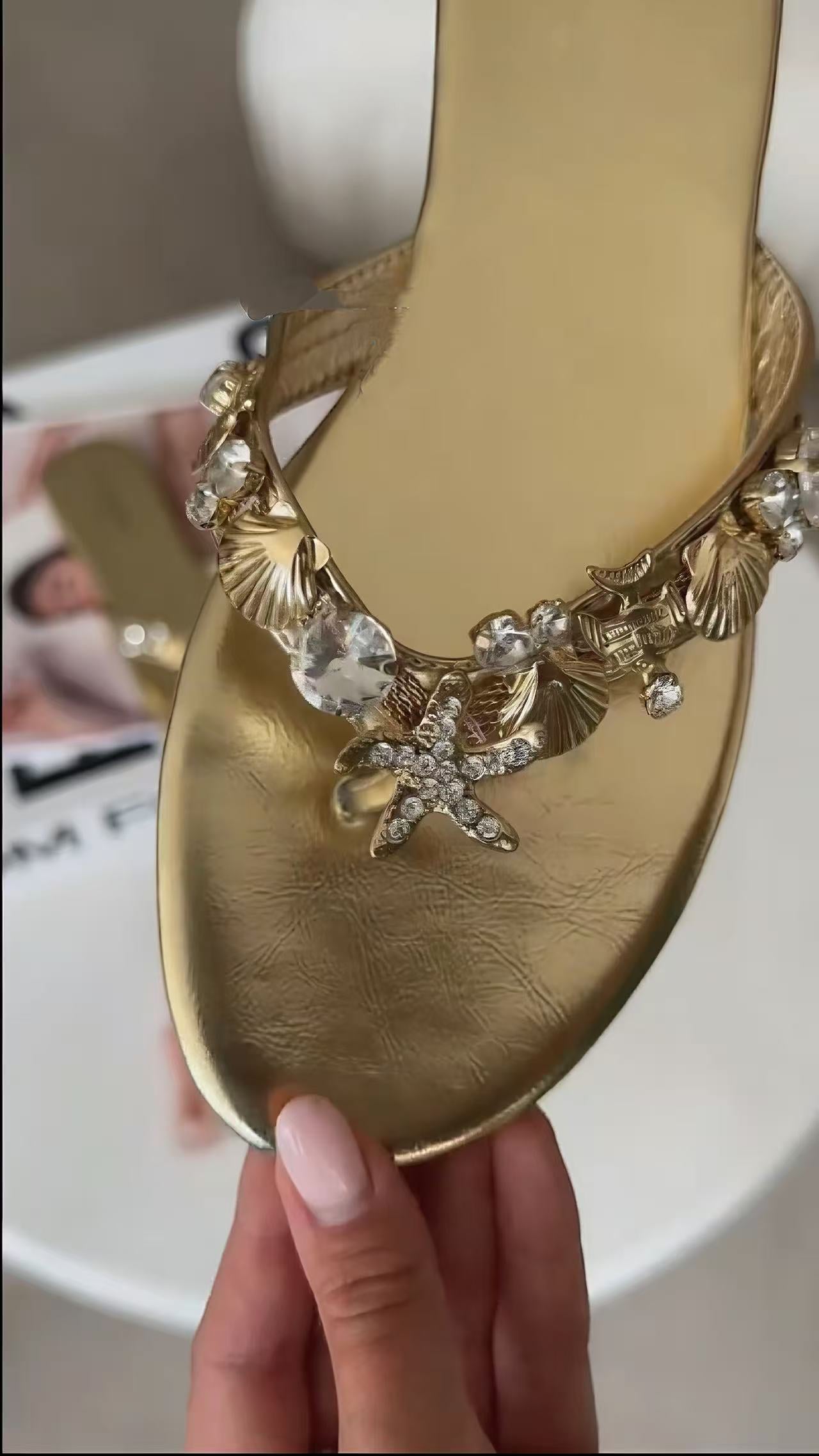 Gold diamond sandals