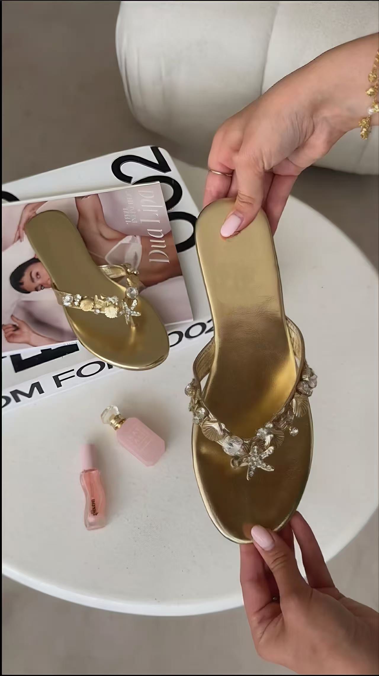 Gold diamond sandals