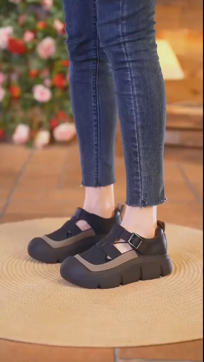 Women's genuine leather soft-soled casual shoes
