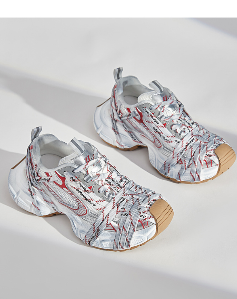 Red lace-up sneakers