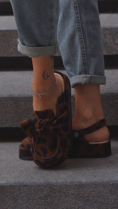 Leopard print platform shoes