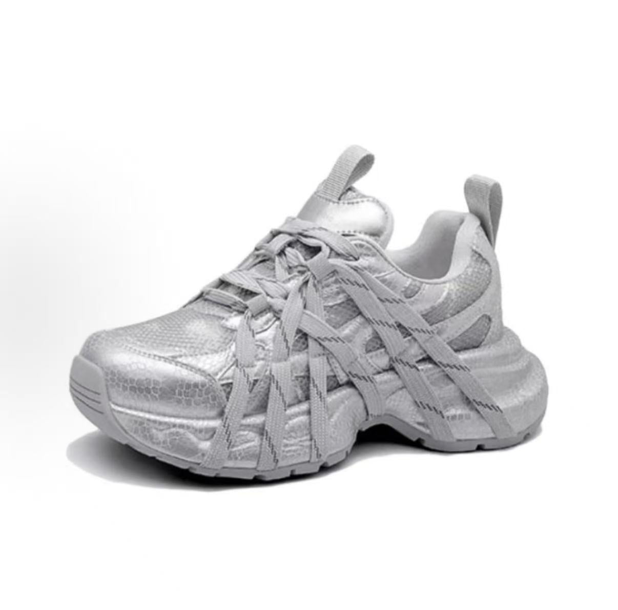 Diamond-strap platform sneakers