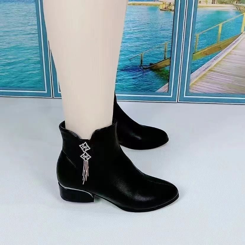 Women's Soft-soled Fringed Velvet Boots