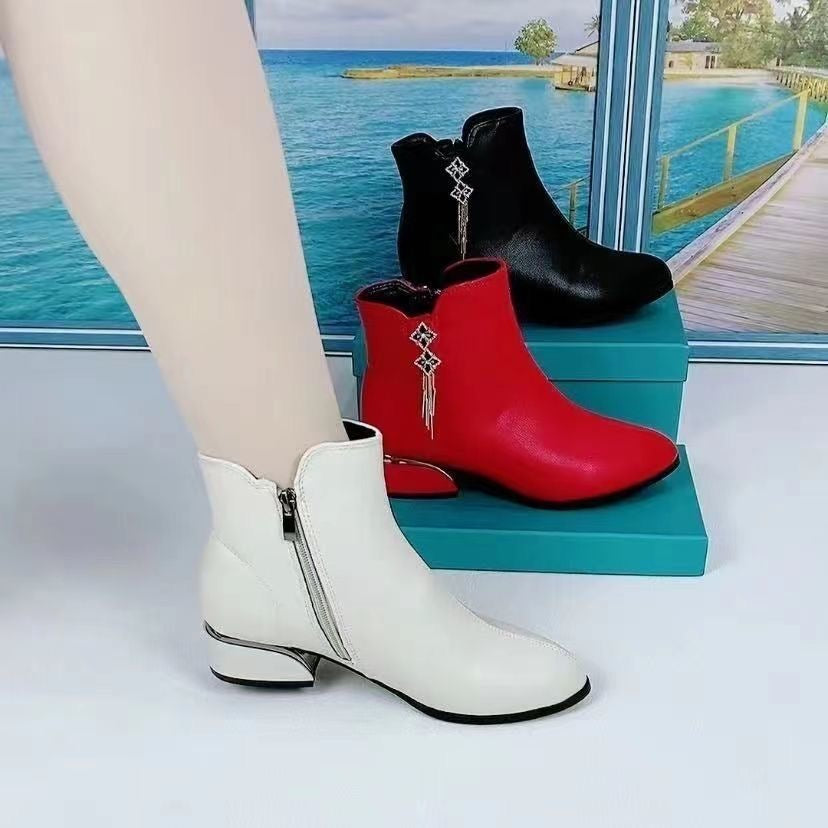 Women's Soft-soled Fringed Velvet Boots
