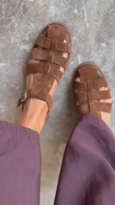 Woven suede sandals