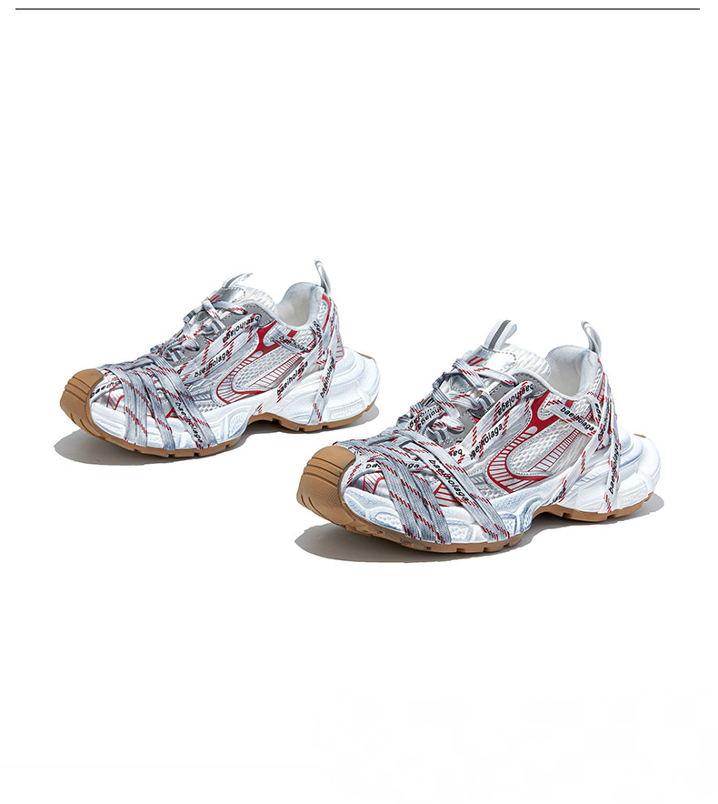 Red lace-up sneakers