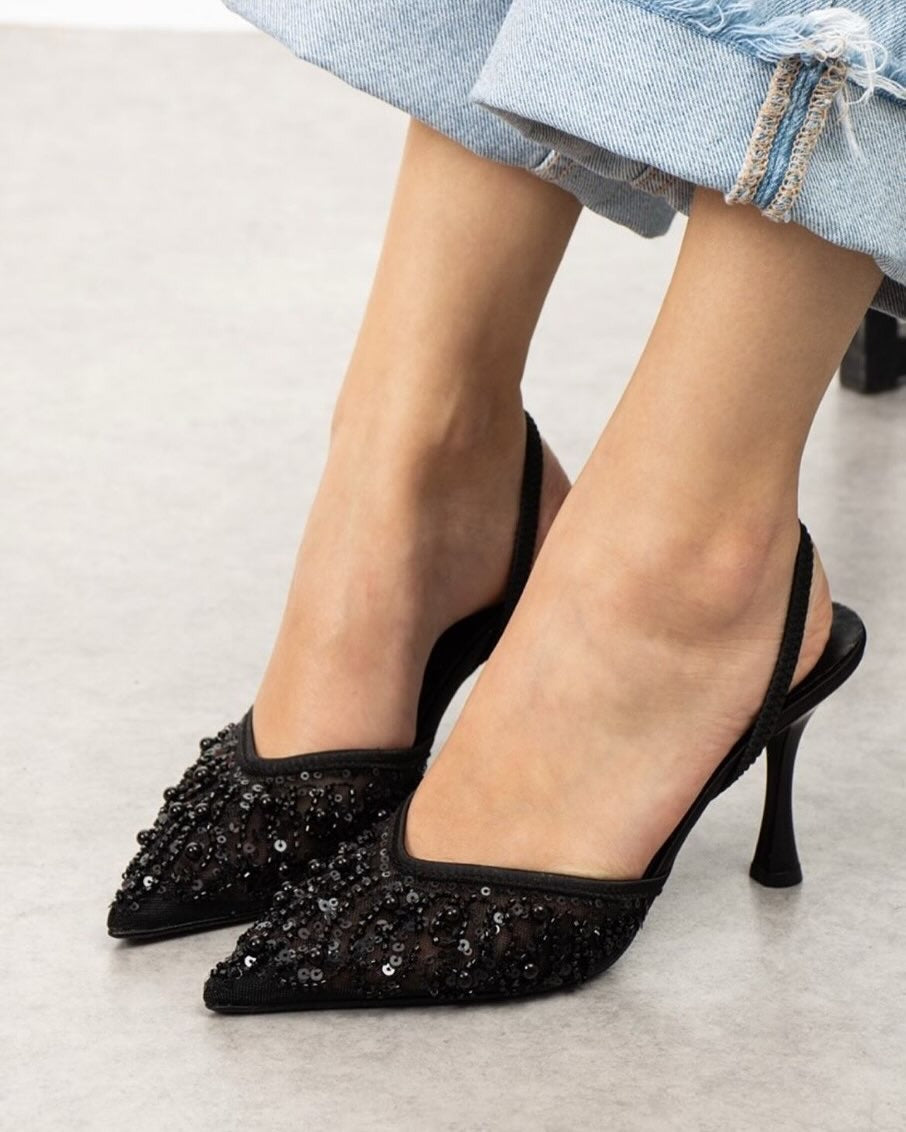 Stiletto mid-heel high heels