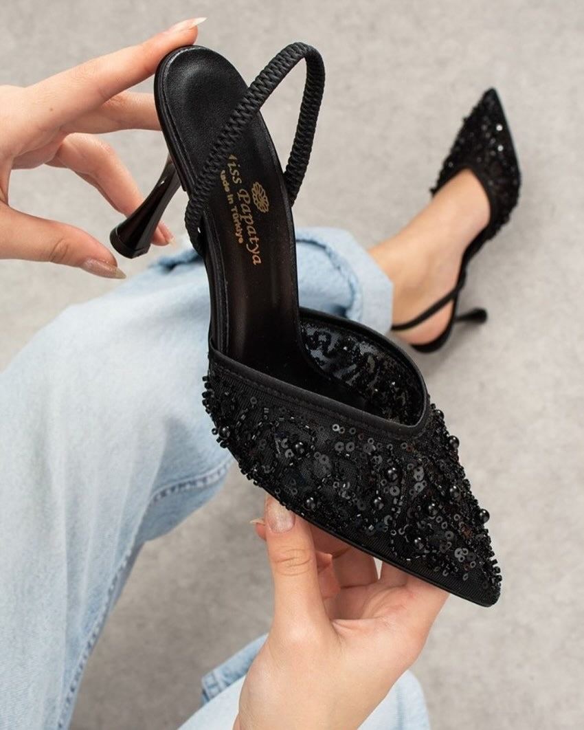 Stiletto mid-heel high heels