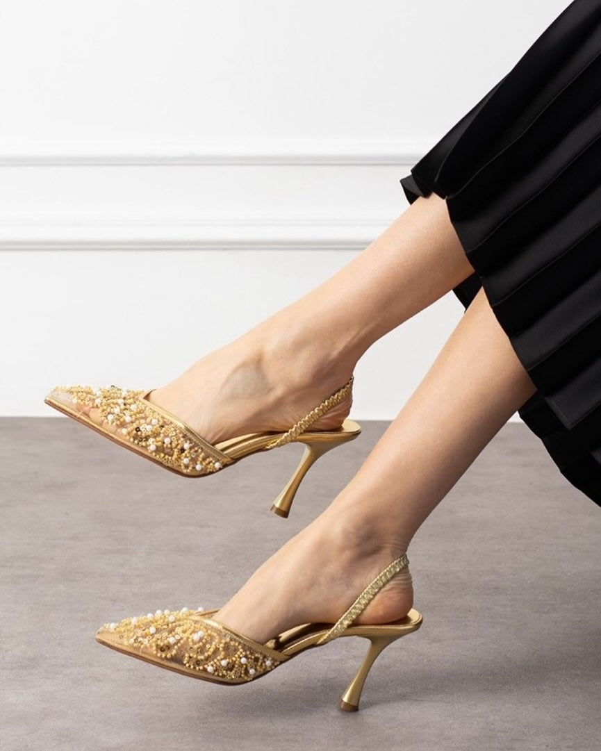 Stiletto mid-heel high heels