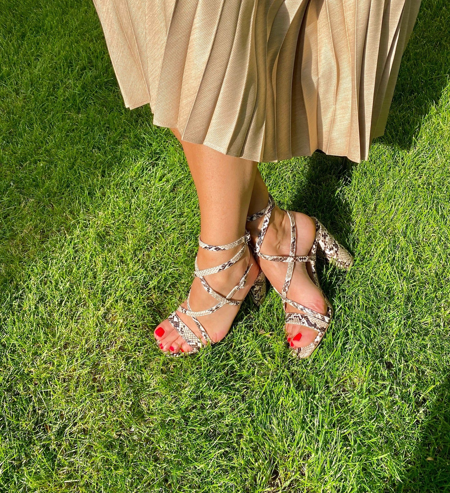 crocodile leather strappy high heels