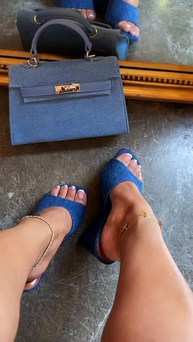 Blue wedge heels