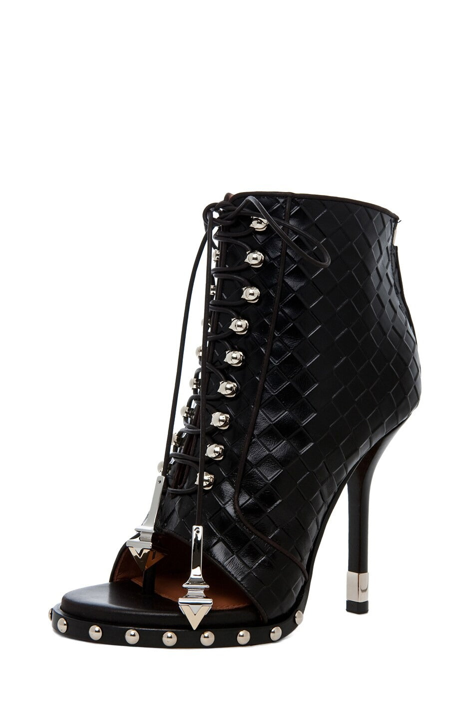 Women's leather open-toe lace-up high heels