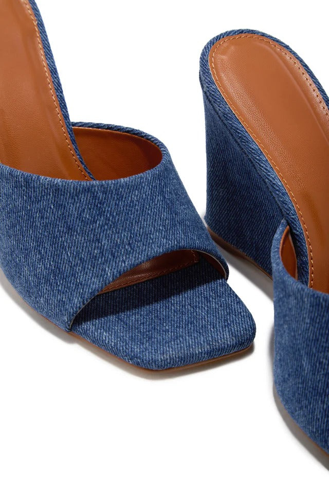 Blue wedge heels