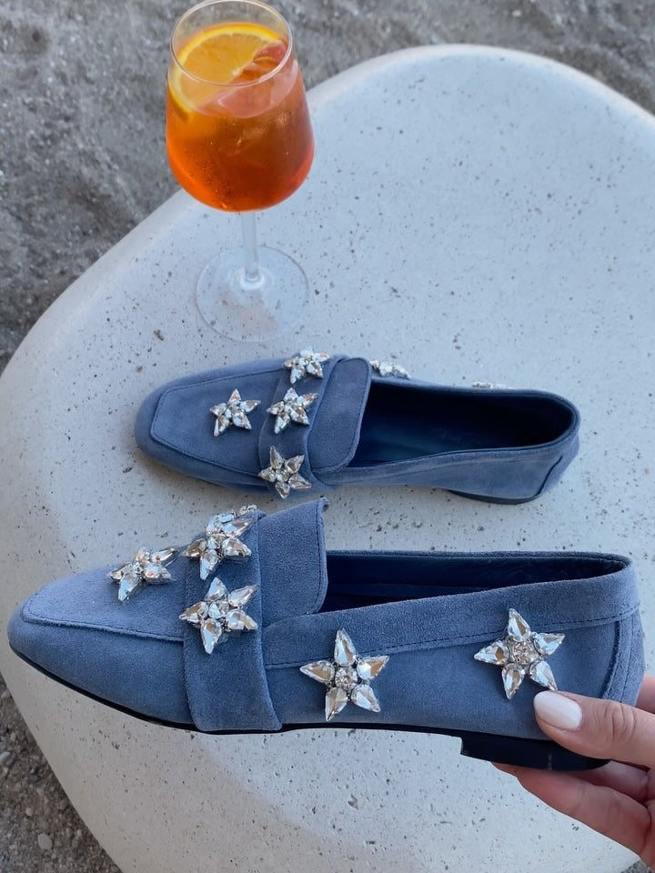 Genuine leather star flats