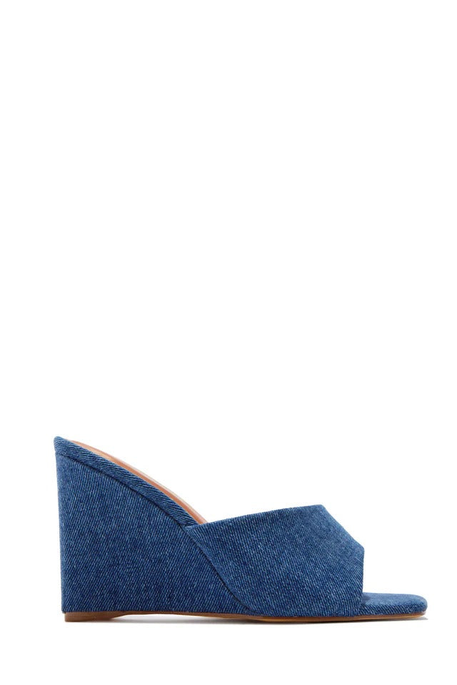 Blue wedge heels
