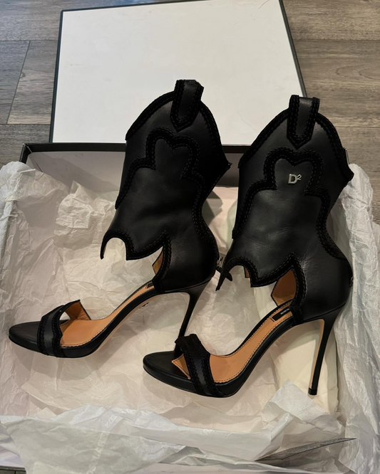 Black unique high heel sandals