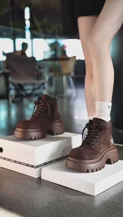 High-top suede ankle boots