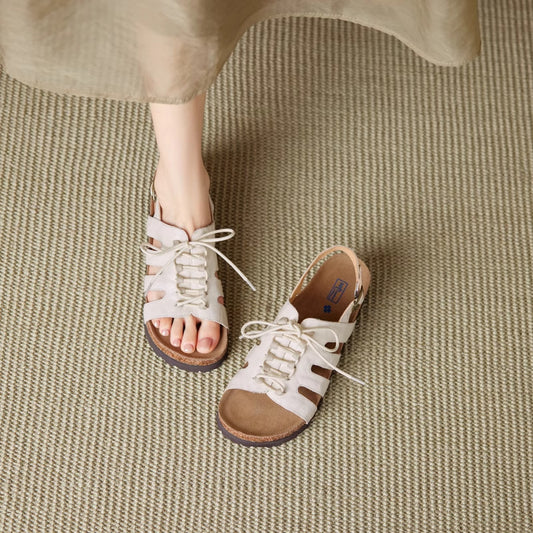 Comfy Cutout Lace-Up Roman Shoes