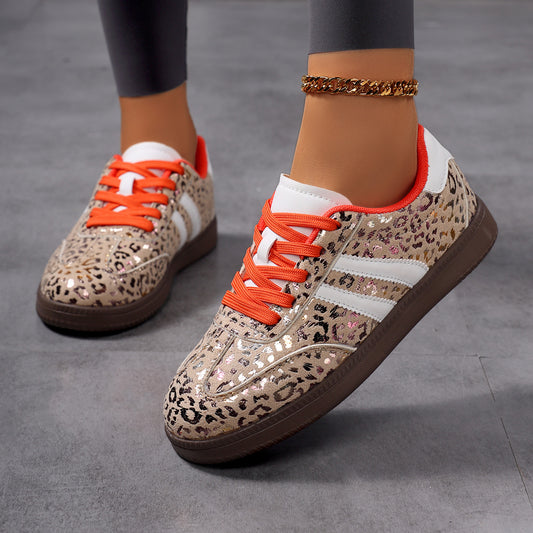 Leopard print flat sneakers