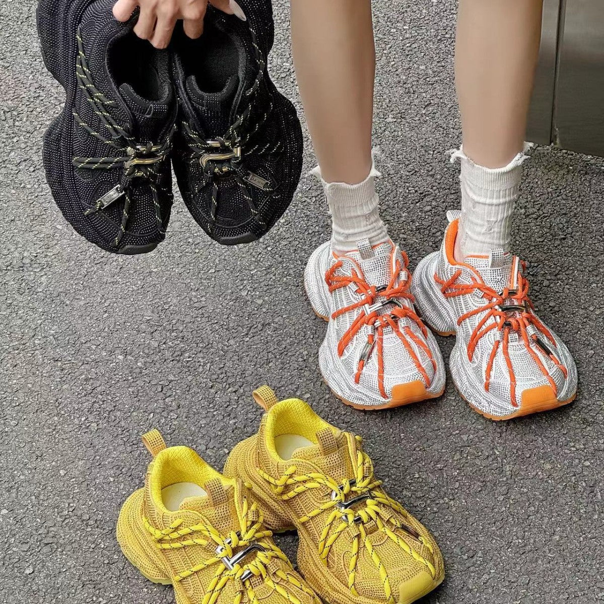 Multicolor lace-up sneakers