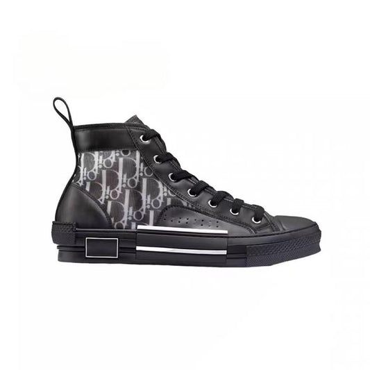 Leather patchwork high-top sneakers