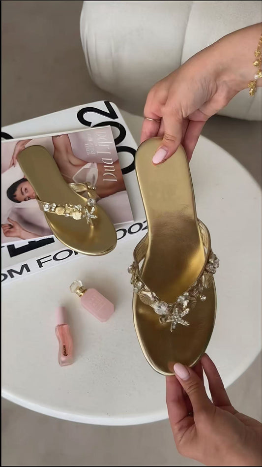 Gold diamond sandals