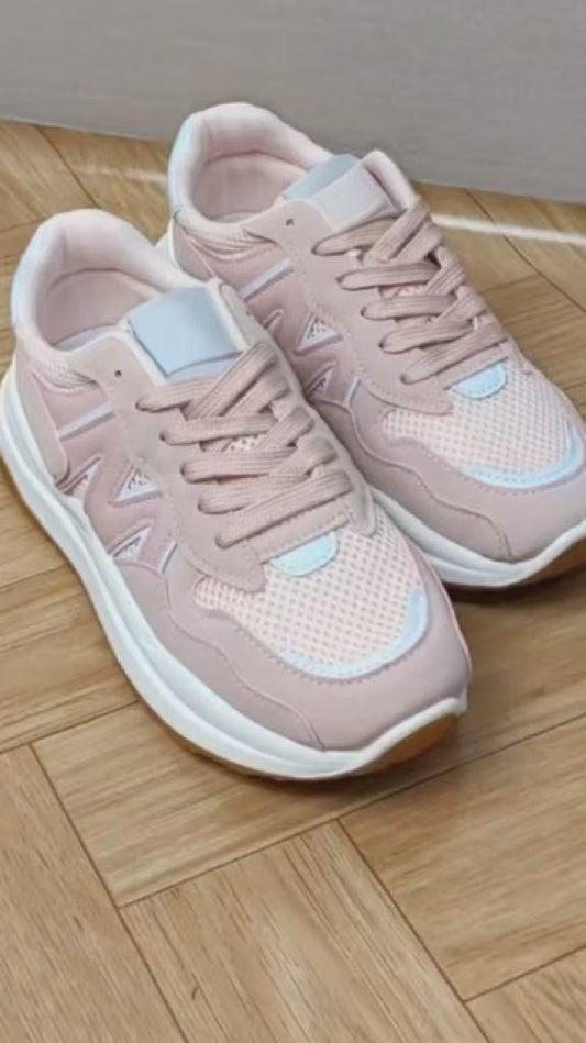 Colorblock woven platform sneakers