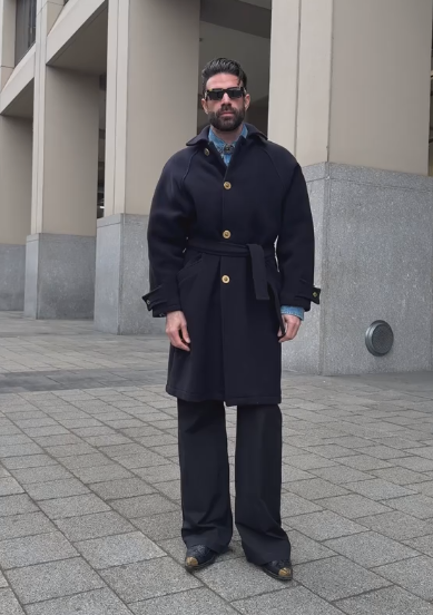 Men's long trench coat