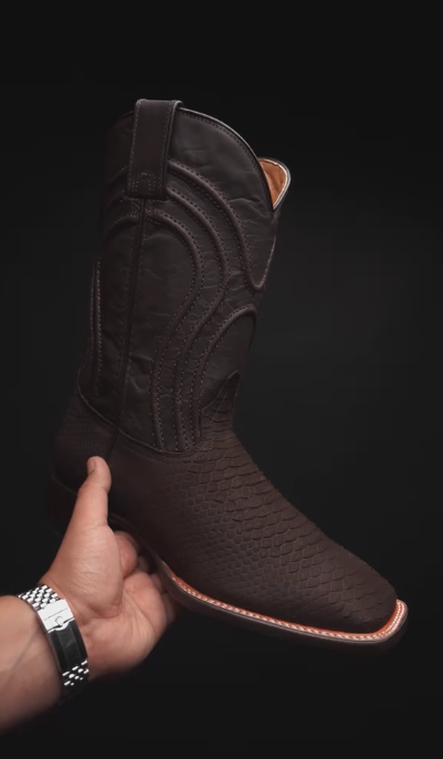 Men's crocodile pattern exquisite mid-length boots