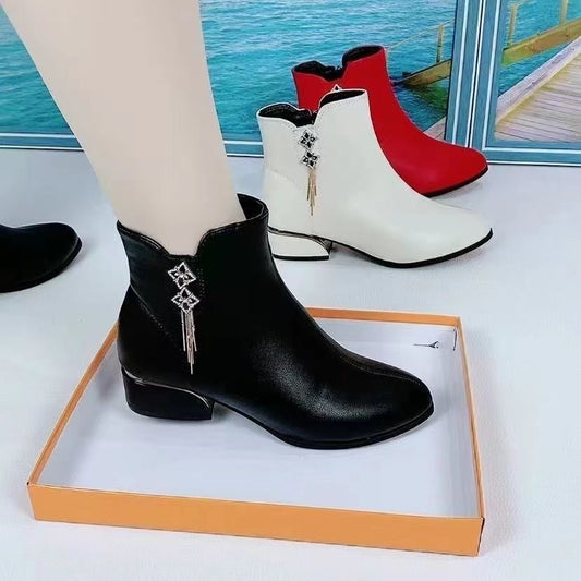 Women's Soft-soled Fringed Velvet Boots