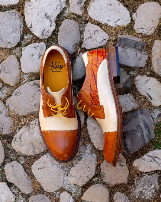 Colorblock design leather shoes