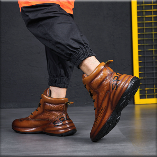 High-top leather boots