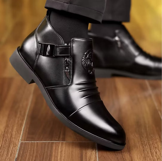 Men's easy buckle leather shoes