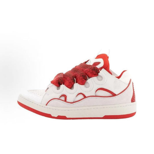 Cowhide round toe low-top sneakers