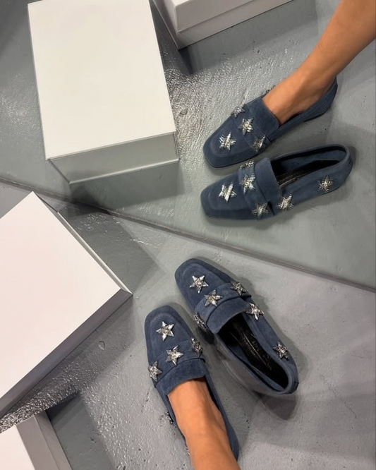 Genuine leather star flats
