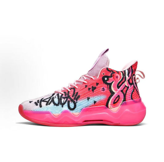 Men's graffiti colorblock design sneakers