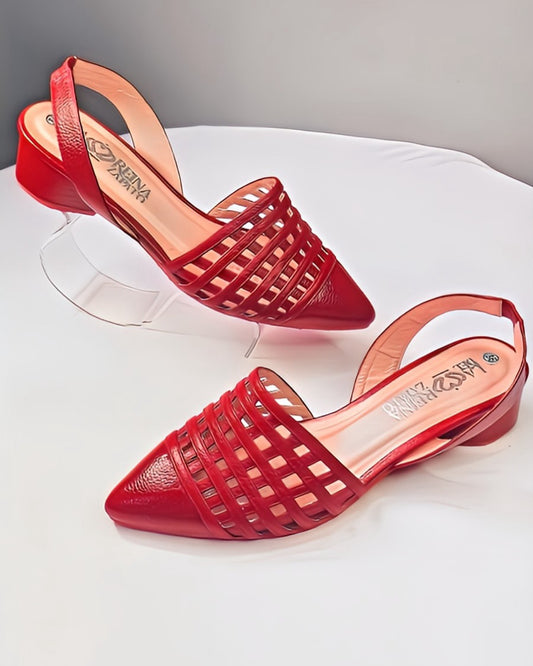 Red mesh high heels