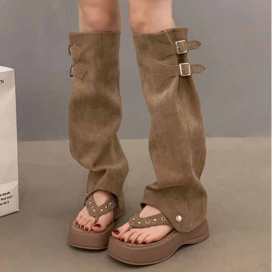 Two-in-one clip-toe boots