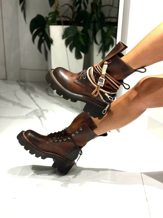 High-top lace-up platform boots