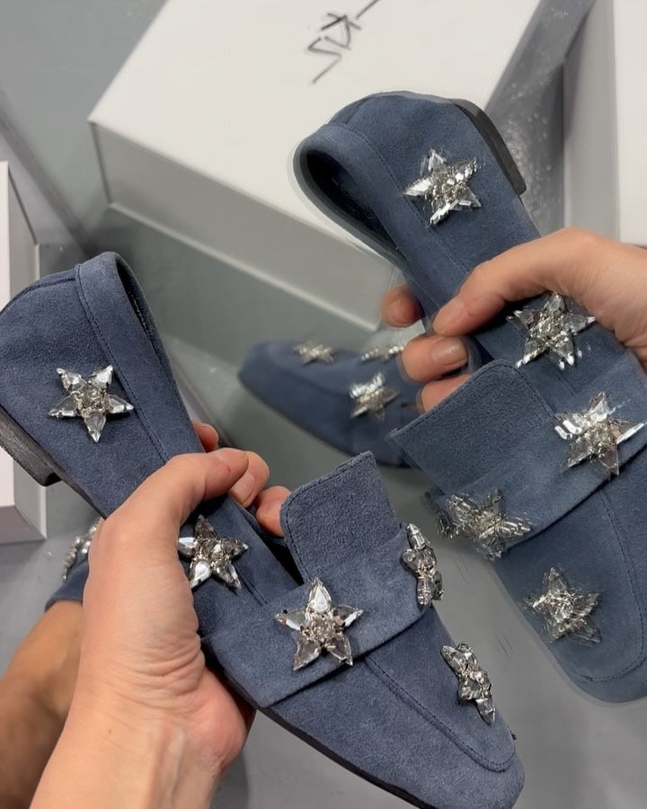 Genuine leather star flats