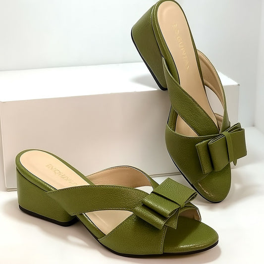 Green block heels