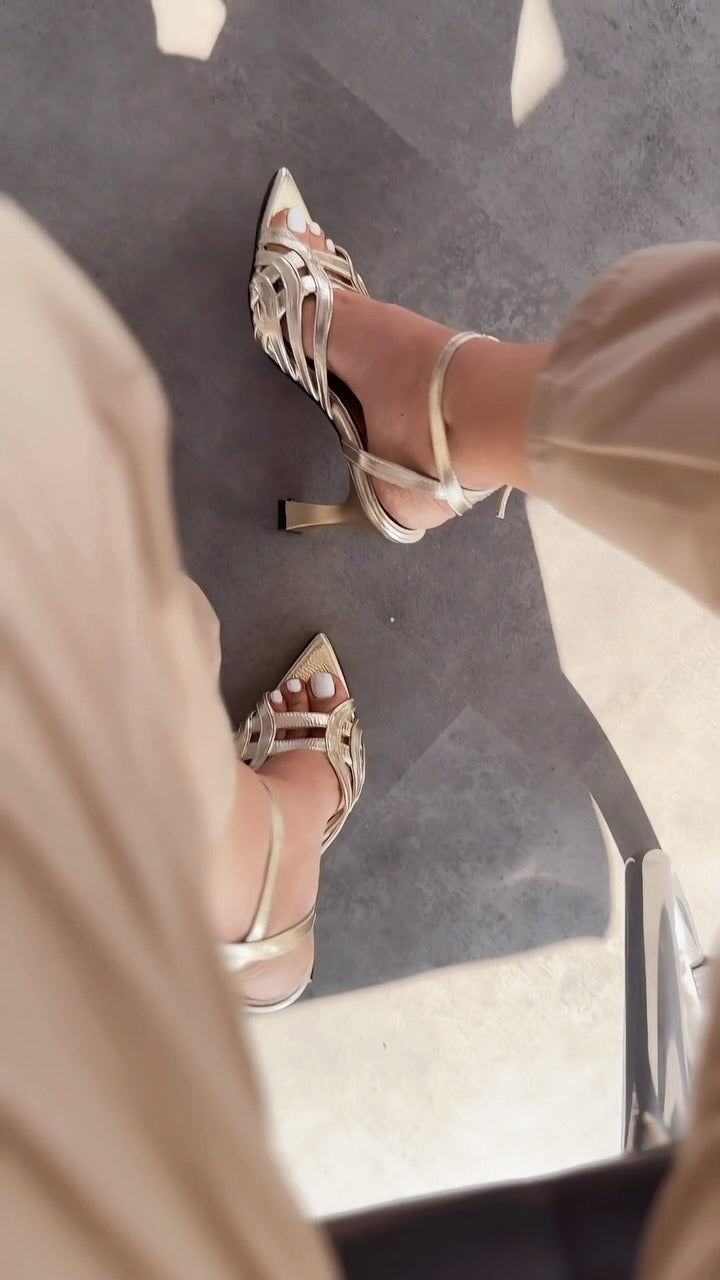 Silver braided sandals