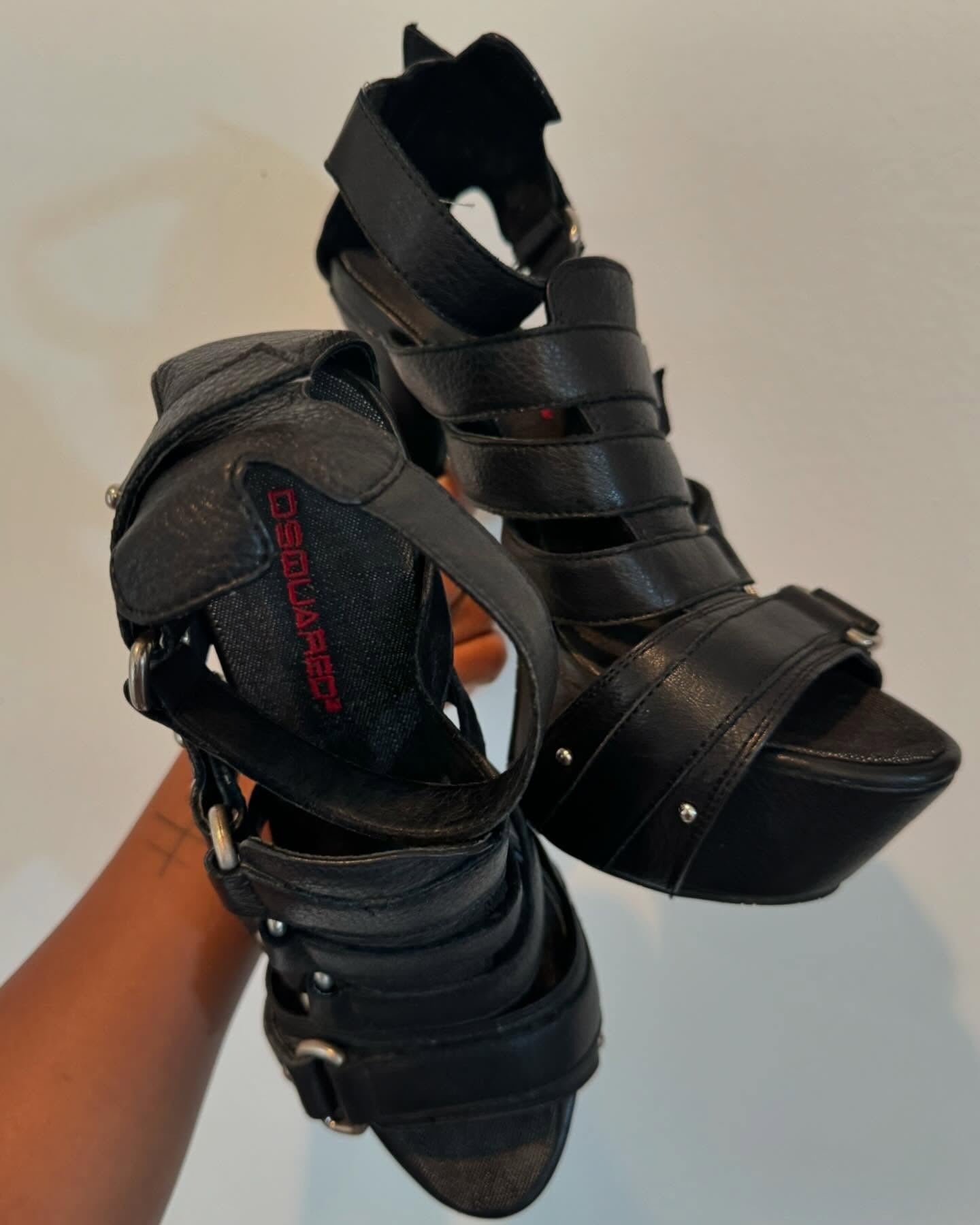 leather buckle heel