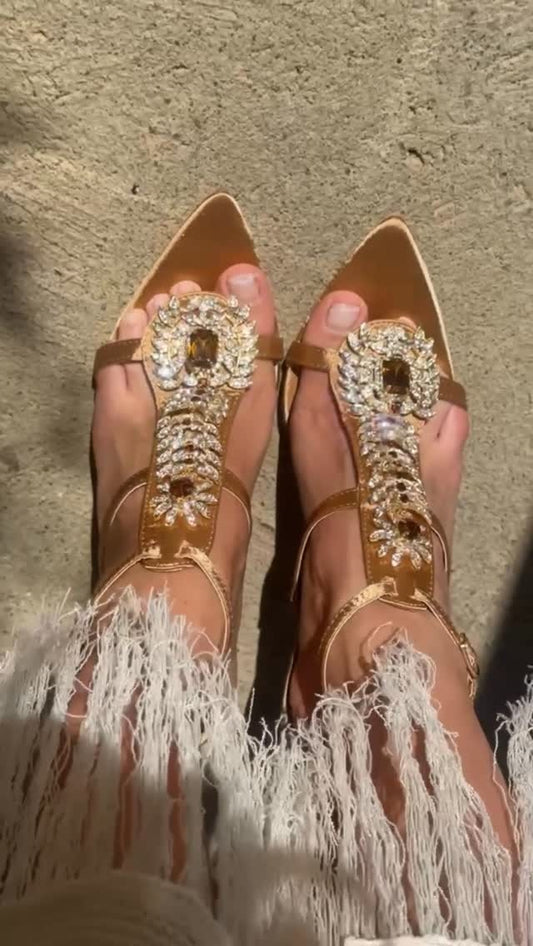 Gold pointed diamond sandals